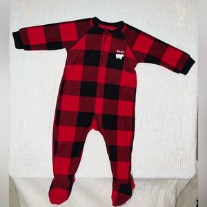 Baby Bear Fleece Red Plaid Sleep and Play 9-12 Months